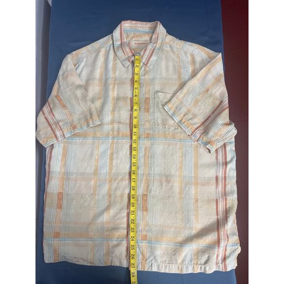 Tommy Bahama Vintage Mens 100% Silk‎ Plaid Short Sleeve Button Up Shirt XL - Picture 6 of 7